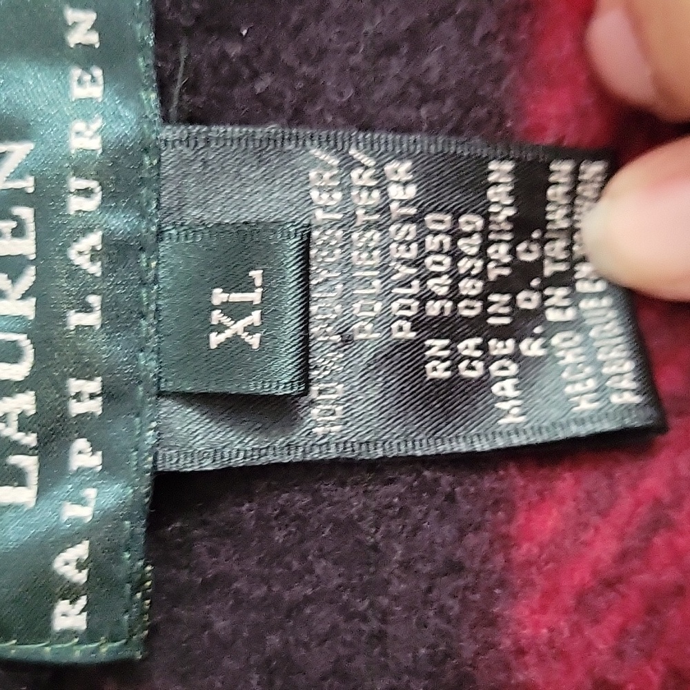 Ralph Lauren Hooded Plaid Vest Fleece Full Zip Red & Black Pockets Sz XL - Picture 3 of 5